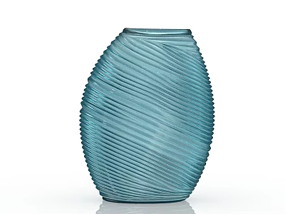 Elegant Blue Glass Vase With Intricate Spiral Texture For Home Decor 3d model