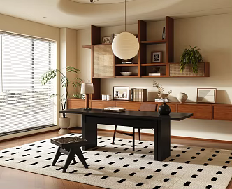 Modern Middle Ancient Style Study Villa Study Semi-open Study 3d model