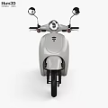 White Classic Scooter Motorcycle With Beige Seat Round Headlight Black Wheels And Sleek Design
