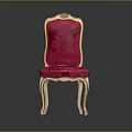 Elegant Red Velvet Upholstered Chair With Gold Accents And Ornate Legs