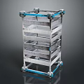 Durable Multi layer Metal Sports Equipment Storage Rack With Blue Wheels