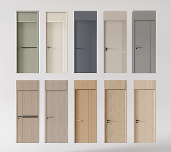 Modern interior door bedroom door swing door single door wooden handle door 3d model