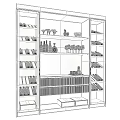 Modern Wine Cabinet Design With Marble Background Glass Shelves And Lighting Strip