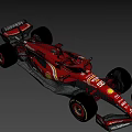 Red Ferrari F1 Racing Car With Sponsor Logos And Pirelli Tires