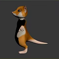 Cute 3D Hamster Character Wearing Black Outfit On Gray Reflective Floor