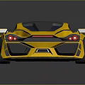 Yellow Sports Car With Streamlined Body And Black Roof In 3D Rendering