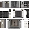 Different Modern Entrance Gates With Wooden Metal Stone Designs Grille Patterns And Wall Lights