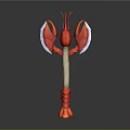 Red Lobster Shaped Hammer with Red Claws Wooden Handle and Decorative Accents