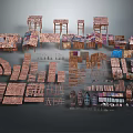 Wooden Boat Components Collection Including Various Wooden Structures And Parts