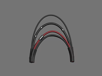 Multiple Black And Red Flexible Cables Bundled In Curved Industrial Design 3d model