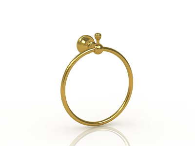 Elegant Modern Bathroom Set With Golden Towel Ring And Decorative Design 3d model