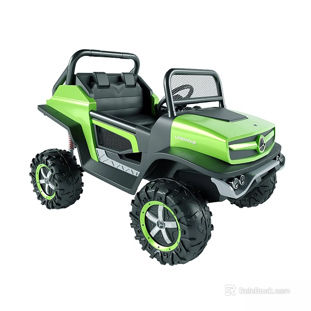 Kids Doll Riding Green Off Road Toy Car With Big Wheels For Outdoor Play 3d model 