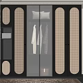 Modern Black Wardrobe With Glass Door Hanging Clothes And Storage Drawers