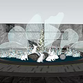 Modern rabbit white rabbit sculpture combination 3d model