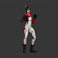 Anime 3D Character In Red White Tight Bodysuit With Headgear Black Boots And Action Pose