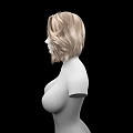 3D Female Game and Movie Character With Blonde Curly Hair Featureless Face Upper Body