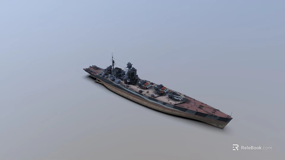 Detailed Warship 3D Model Featuring Deck Weaponry Hull Structure And Antennas 3d model