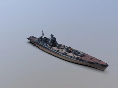 Detailed Warship 3D Model Featuring Deck Weaponry Hull Structure And Antennas 3d model