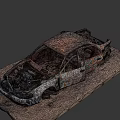 Old Rusted Abandoned Car With Colorful Graffiti On Wrecked Body