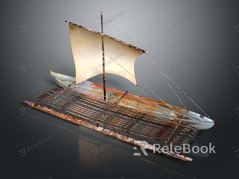 Modern Raft Bamboo Raft Bamboo Row Small Boat Drifting Raft Boat model