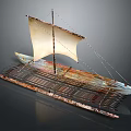 Traditional Wooden Boat With White Sail And Colorful Striped Hull Design