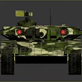 Military Camouflage Tank With Long Gun Barrel Tracks Turret And Reflective Surface