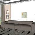 Modern Double Sofa Leather Multiplayer Sofa 3d model