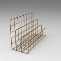 Stylish Gold Metal Grid Storage Rack For Home Office Or Kitchen Use 3d model