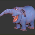 Cute Blue Elephant Doll With Smiling Face Open Mouth and Playful Design