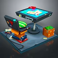 Modern Workspace Scene With Open Laptop Stacked Books And Orange Box On Table