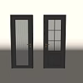 Modern Black Hinged Doors With Glass Panels And Brass Handles Design