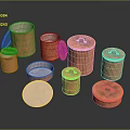 Copper Storage Jars With Lids Various Sizes Metallic Finish Household Items 3d model