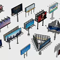 Various Types Of Billboards With Different Designs And Structures For Advertising