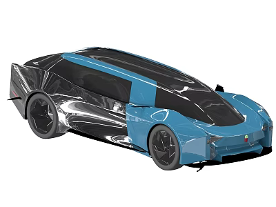 Futuristic Blue Concept Car With Sleek Lines Black Roof And Unique Wheels 3d model