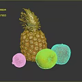 Vibrant Fresh Assorted Fruits Display With Pineapple Red Yellow Apples And Plum