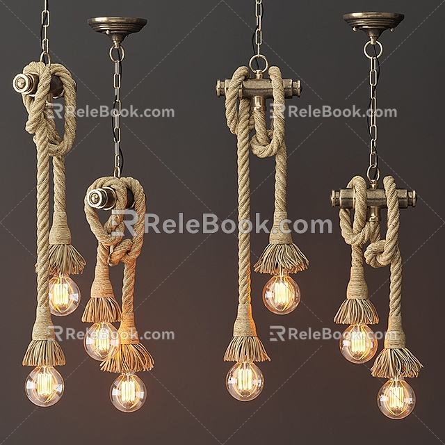 Industrial wind chandelier lamp 3d model