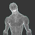 Sci Fi Humanoid Creature Character Featuring Red Glowing Lines Skeleton Face And Muscular Build 3d model