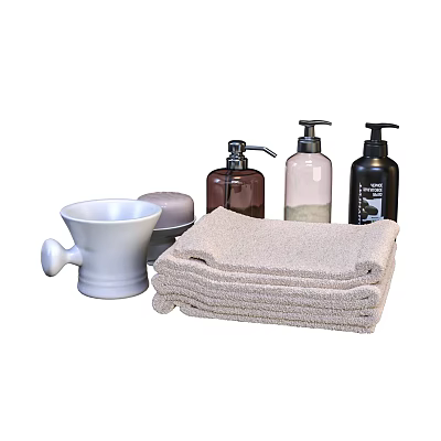 Essential Bathroom Accessories Including Soft Towels Soap Dispensers and Ceramic Cups for Daily Use 3d model