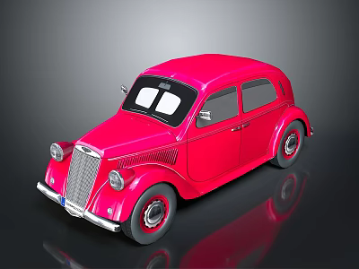 Red Vintage Classic Car With Shiny Retro Design And Old Model Features 3d model