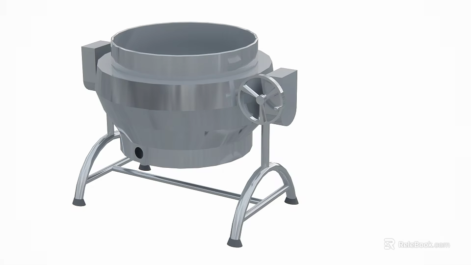 Hotel Restaurant Kitchen Commercial Stainless Steel Cooking Pot With Stand 3d model 