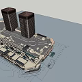 Commercial Street Design With Tall Buildings Low Rise Shops And Open Square