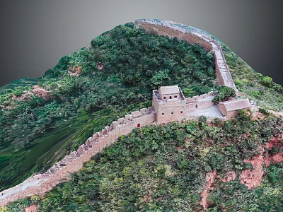 Great Wall Scenery With Green Mountains Lush Vegetation And Ancient Watchtower 3d model