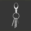 Silver Metal Keychain With Circular Top Connector And Hanging Strips