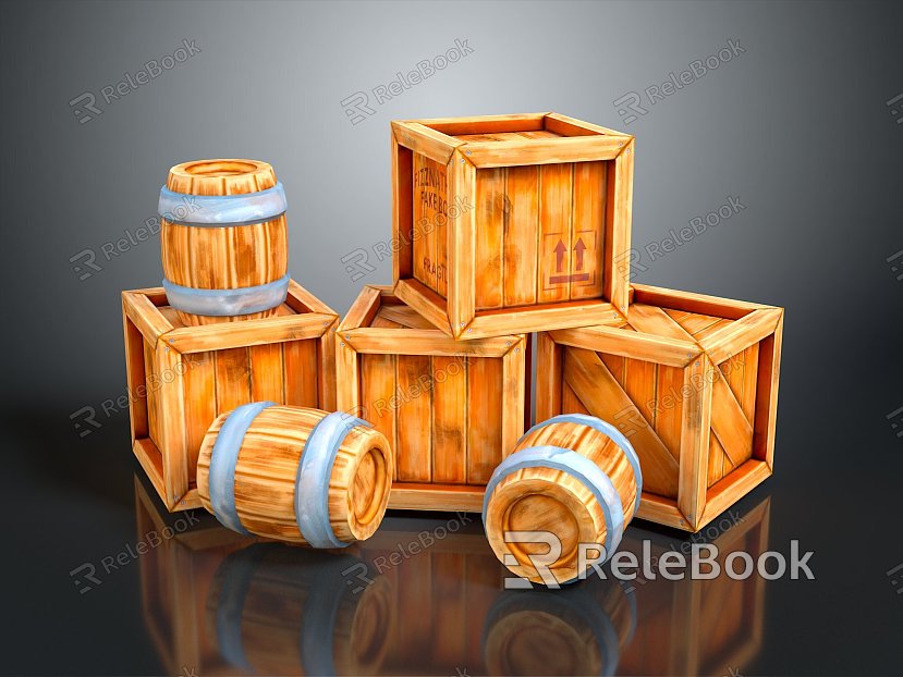 Modern Wooden Crate Beer Barrel Wooden Crate model