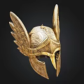 Golden Winged Helmet With Intricate Ancient Mythological Design And Craftsmanship Details