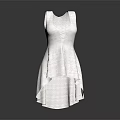 Elegant White Sleeveless Dress With Layered Hem And Textured Fabric Design