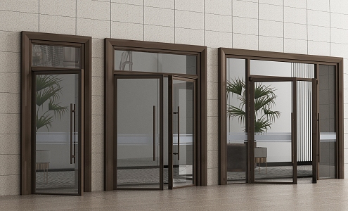 Modern double door glass double door 3d model