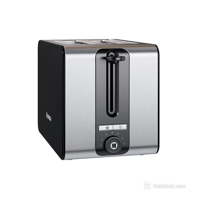 Sleek Modern 2 Slice Toaster Kitchen Appliance With Stainless Steel And Black Design 3d model 