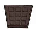 Dark Brown Wooden Wall Decor Featuring Grid Panel Design For Home Interior 3d model