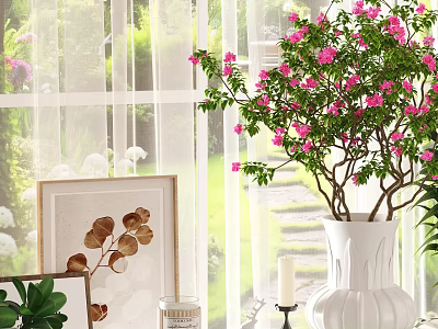 Vase combination triangle plum blossom vase ornaments combination painting frame candlestick ornaments 3d model